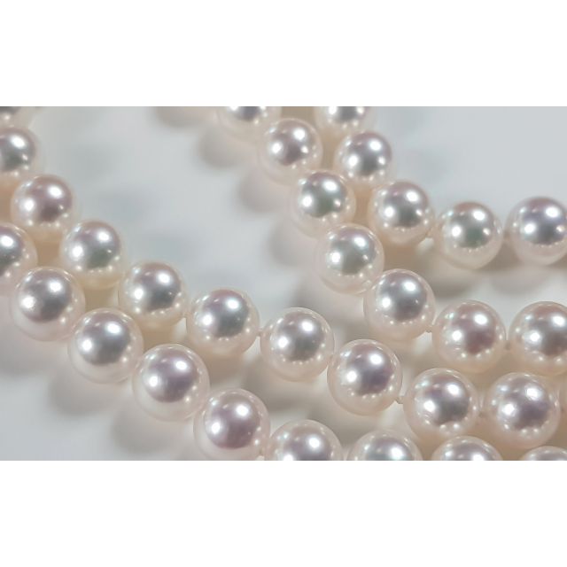 Collana Suki - Due Fili di Perle Akoya Bianche - 7/7.5mm AAA