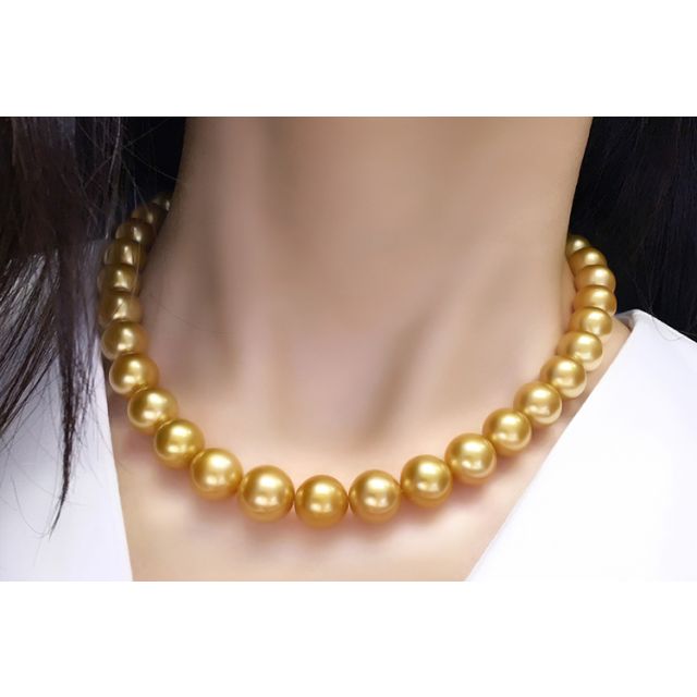 Collana Clothilde - Perle Coltivate Dorate Gold dei Mari del Sud