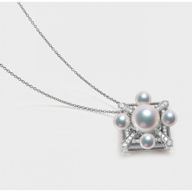 Pendentif Voyage stellaire I Perles Akoya Or blanc Diamants