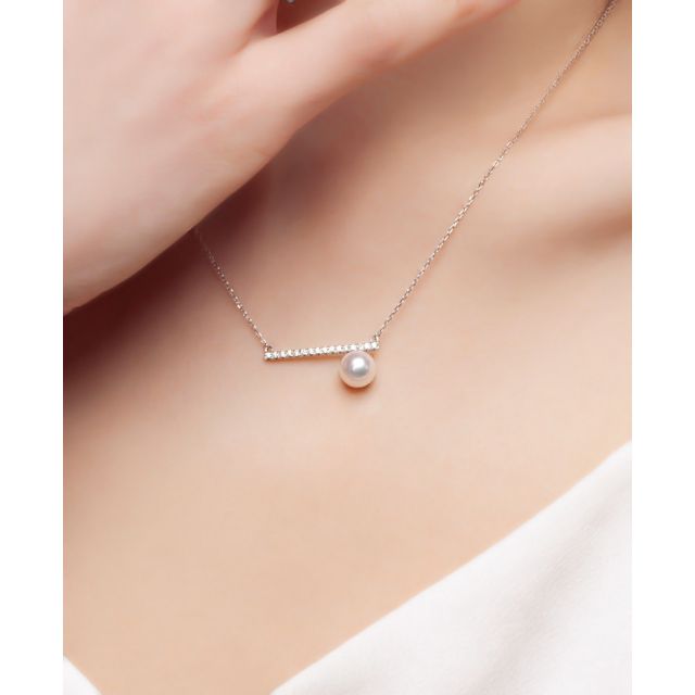 Collana Ciondolo Réflexion - Oro Bianco, Diamanti & Perle Akoya