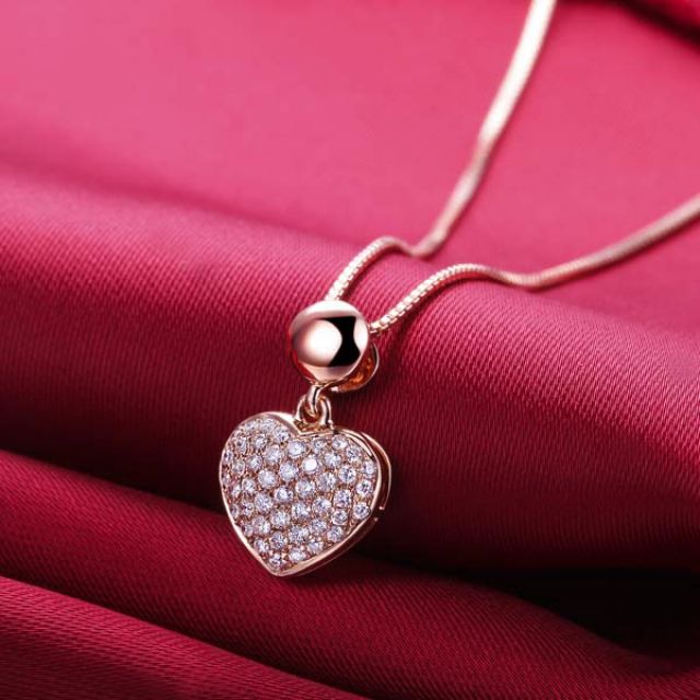 Ciondolo cuore pavé di diamanti - Oro rosa e diamanti 0.230ct