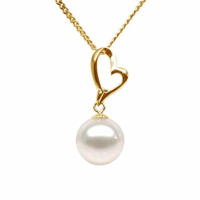 Ciondolo Coeur de Cupidon - Oro Giallo 18kt e Perla d'Acqua Dolce Bianca