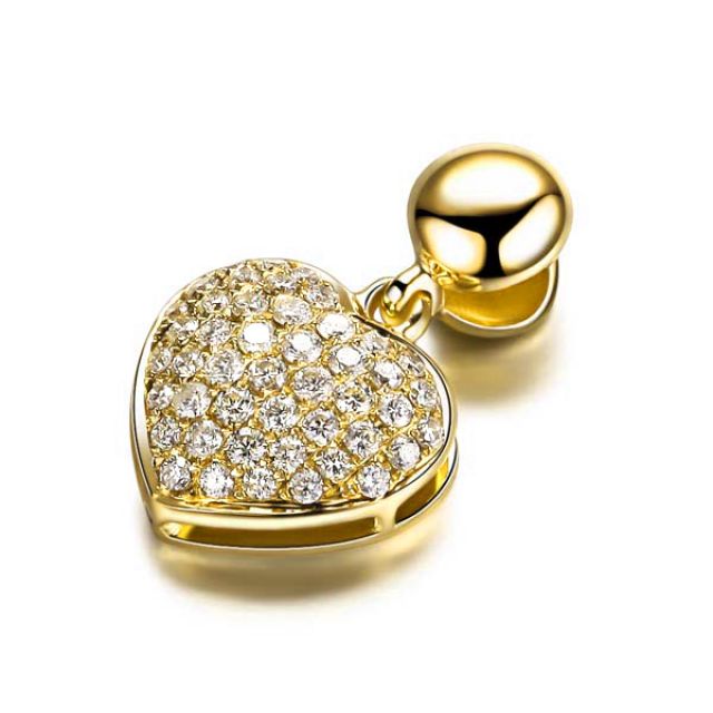 Ciondolo cuore pavé di diamanti - Oro giallo e diamanti 0.230ct