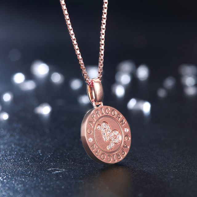 Ciondolo Capricorn (Capricorno) - Oro rosa e diamanti