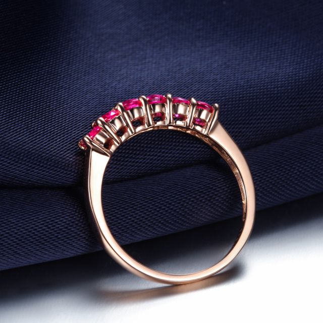 Anello Fidelina - Oro Rosa e Riviera Mezzo Giro di Rubini