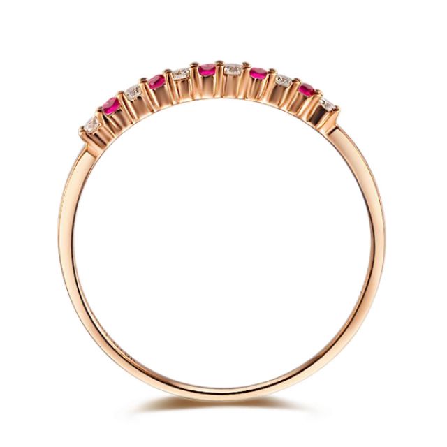 Anello Mythique - Oro Rosa, Riviera Mezzo Giro di Rubini e Diamanti