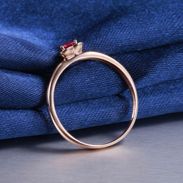 Anello Motivo Cuore Inspira - Oro Rosa & Rubino Solitario