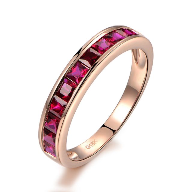 Anello Verona - Oro Rosa e Riviera di Rubini Princess a Binario