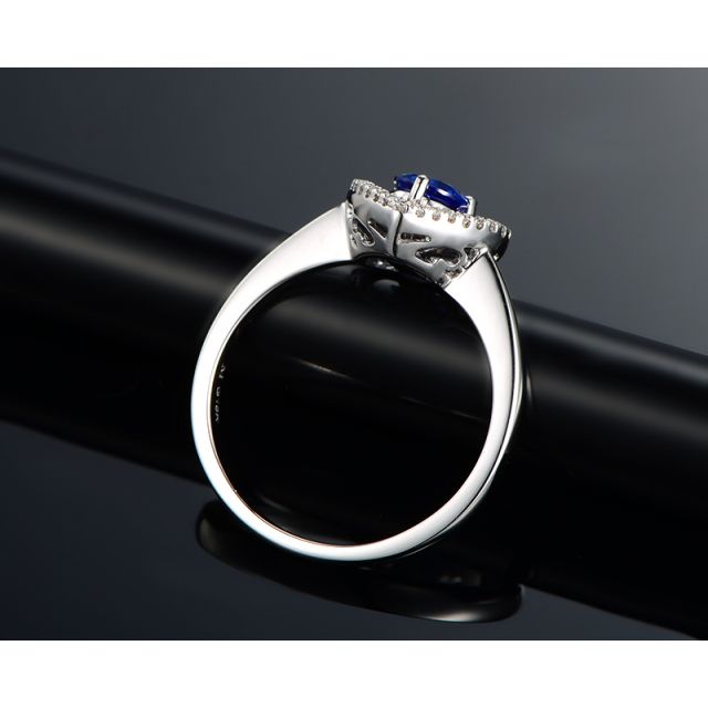 Anello Love Me Tender - Oro Bianco, Diamanti & Zaffiro Blu