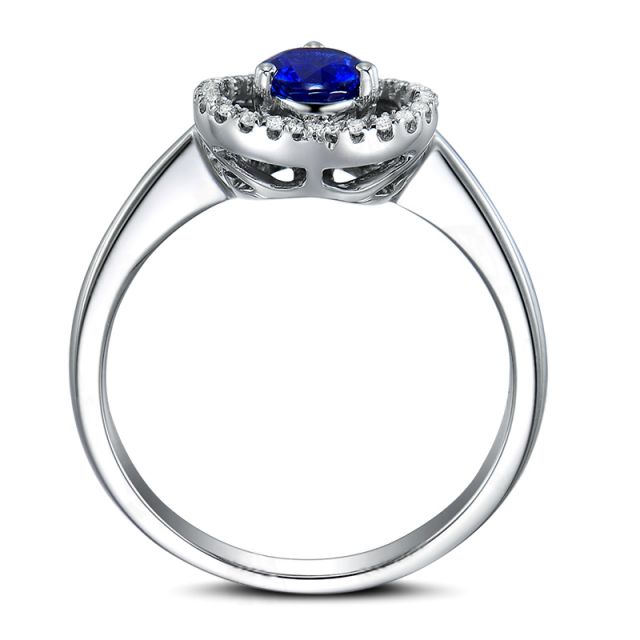 Anello Love Me Tender - Oro Bianco, Diamanti & Zaffiro Blu