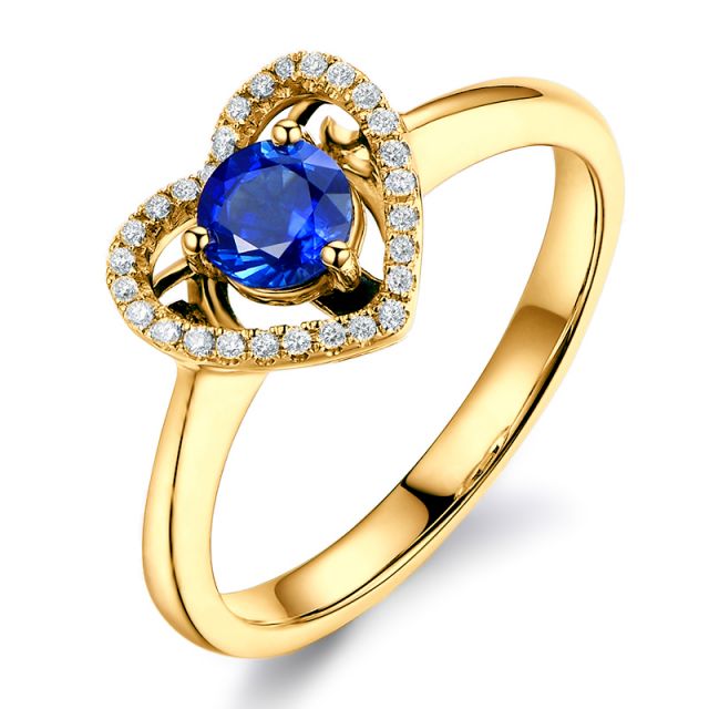 Anello Love Me Tender - Oro Giallo, Diamanti & Zaffiro Blu