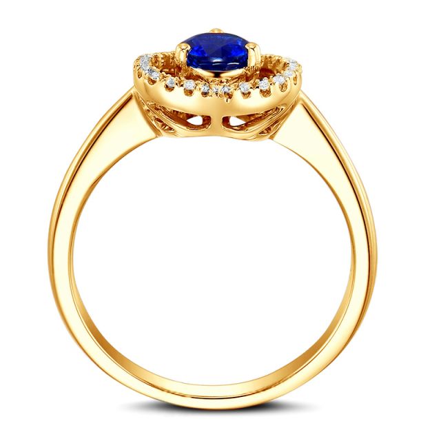 Anello Love Me Tender - Oro Giallo, Diamanti & Zaffiro Blu