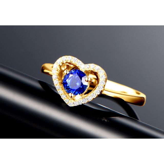 Anello Love Me Tender - Oro Giallo, Diamanti & Zaffiro Blu