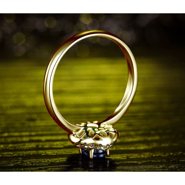 Anello Nasride - Oro Giallo, Diamanti & Zaffiro Blu