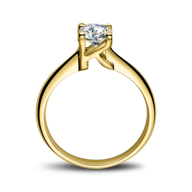 Anello Solitario Lettera Alfabeto K - Oro Giallo e Diamante | Gemperles