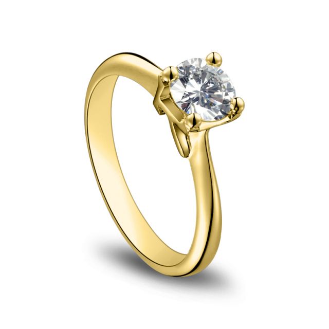 Anello Solitario Lettera Alfabeto K - Oro Giallo e Diamante | Gemperles