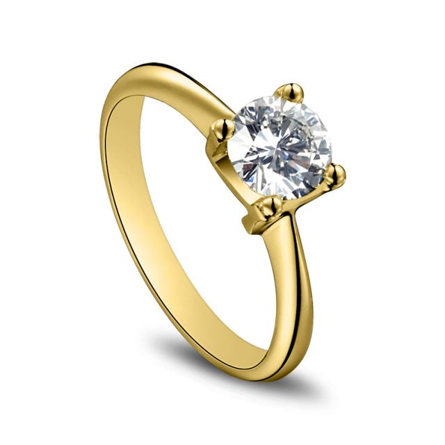 Anello Solitario Lettera Alfabeto N - Oro Giallo e Diamante | Gemperles