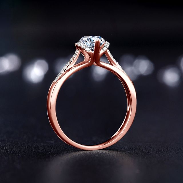 Anello di Fidanzamento Solitario Amelia - Oro Rosa 18kt & Diamanti | Gemperles