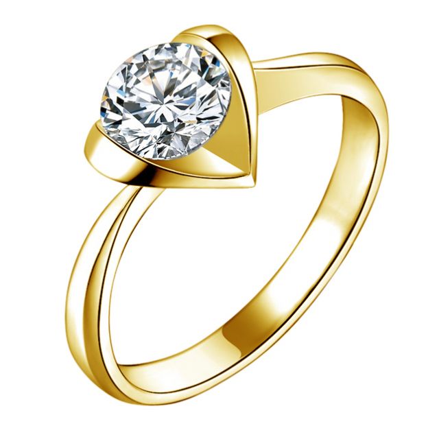 Anello di Fidanzamento Cuore Maestoso - Diamante Solitario & Oro Giallo | Gemperles