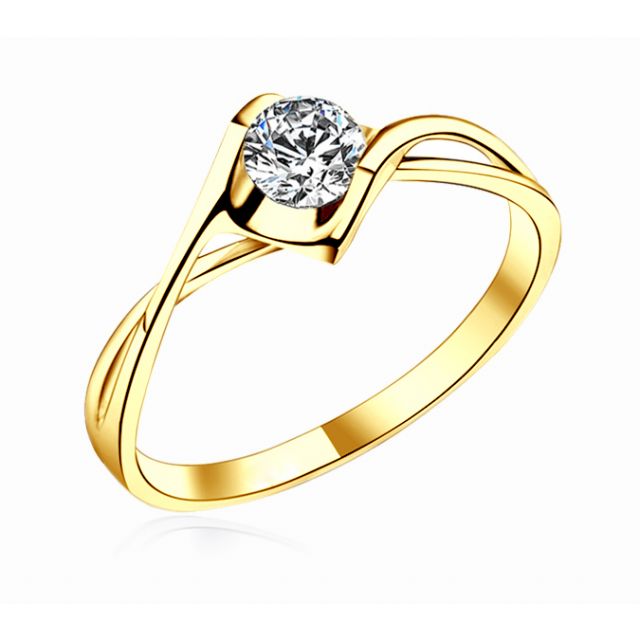 Anello di Fidanzamento A Jeanne - Oro Giallo e Diamante Solitario