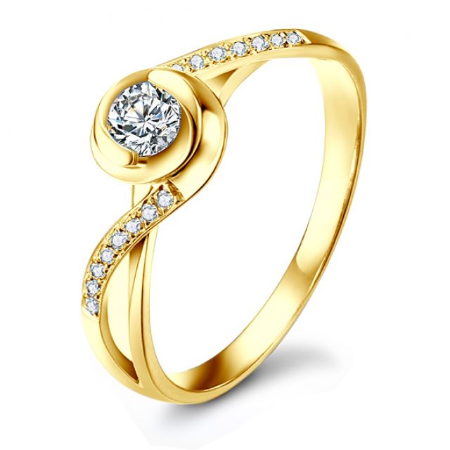 Anello Solitario Composto A Julie - Oro Giallo & Diamante | Gemperles