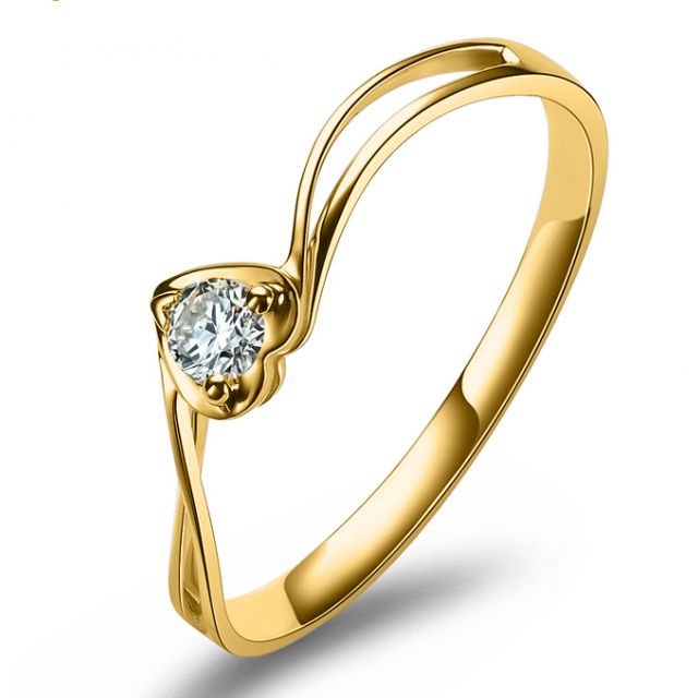 Anello di Fidanzamento Cuore Mio - Oro Giallo & Diamante Solitario | Gemperles