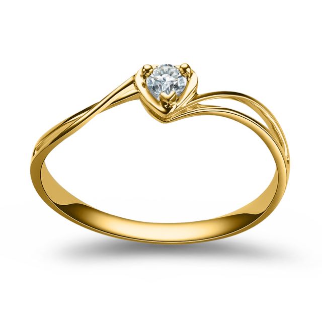 Anello di Fidanzamento Cuore Mio - Oro Giallo & Diamante Solitario | Gemperles