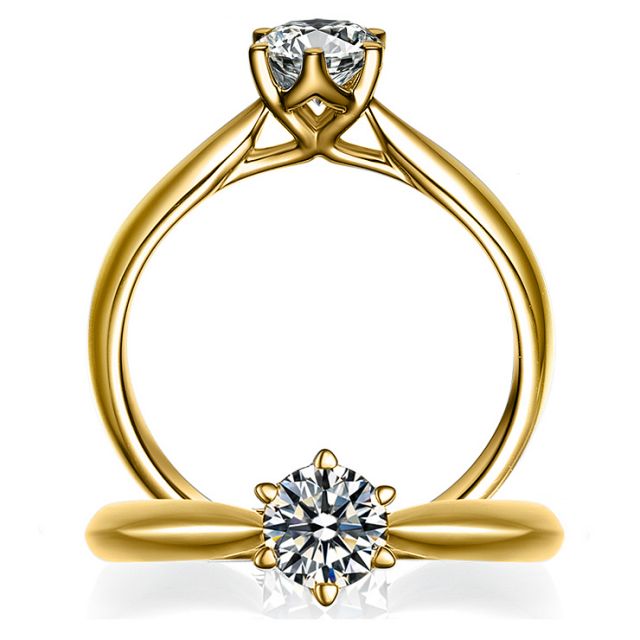 Anello di Fidanzamento L'Amour - Oro Giallo e Diamante Solitario | Gemperles