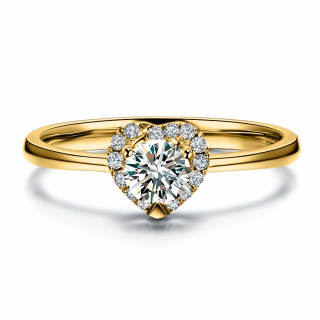 Anello di Fidanzamento Cuore di Diamante - Solitario Oro Giallo 18kt e Diamante | Gemperles