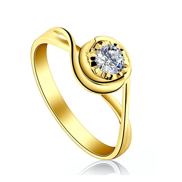 Anello di Fidanzamento Stregato - Oro Giallo & Diamante