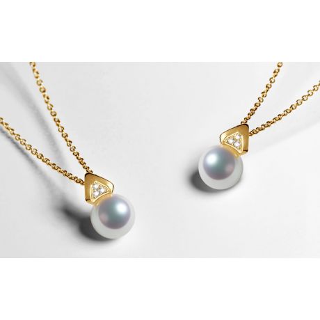 Ciondolo Tsuguka - Oro Giallo 18kt, Diamanti e Perla Akoya