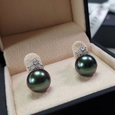 Orecchini Pendenti Tobago -  Oro Bianco, Diamanti & Perle di Tahiti
