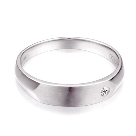 Fede Nuziale da Uomo Wyn - Oro Bianco & Diamante Interno