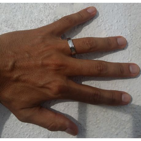 Fede Nuziale da Uomo Bhalcan - Platino e Diamante Interno