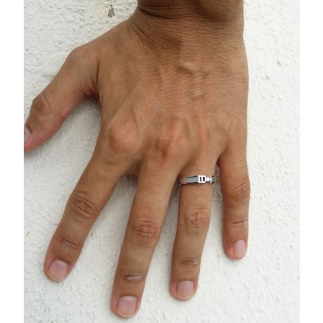 Coppia di Fedi Nuziali I Do - Anello Da Uomo in Oro Bianco e Diamante