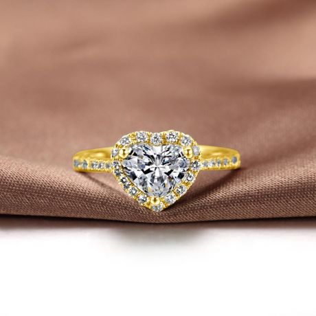 Anello di Fidanzamento Amore di Diamante - Oro Giallo & Diamante Taglio Cuore | Gemperles