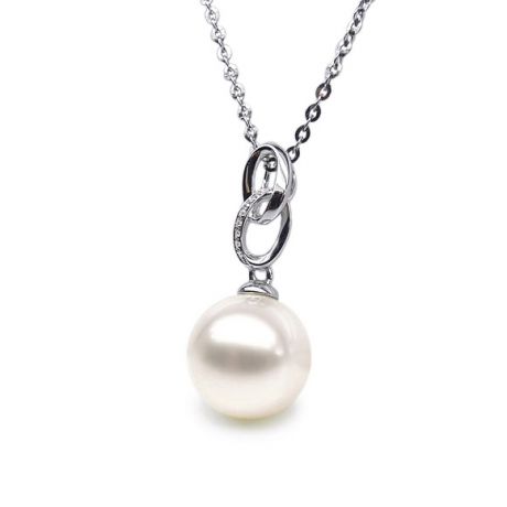 Ciondolo Anneaux Liés - Oro Bianco 18kt e Perla d'Acqua Dolce