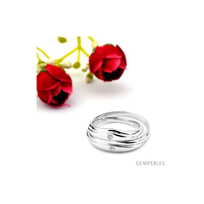 Coppia di Fedi Nuziali Gwendoline & Gildas - Platino e Diamante - 4