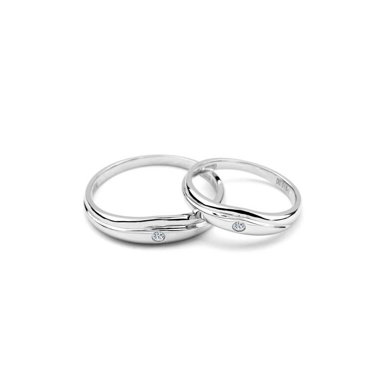 Coppia di Fedi Nuziali Gwendoline & Gildas - Platino e Diamante - 3