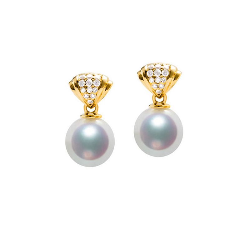 Ciondolo, anello e orecchini Sarah Bernhardt. Perle Akoya, oro giallo, diamanti - 6