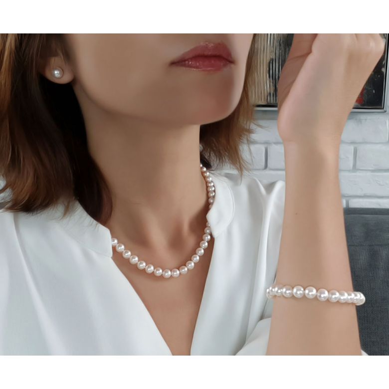 Parure Perle Sposa Acqua Dolce Coquette - Collana & Orecchini - Oro Giallo - 2