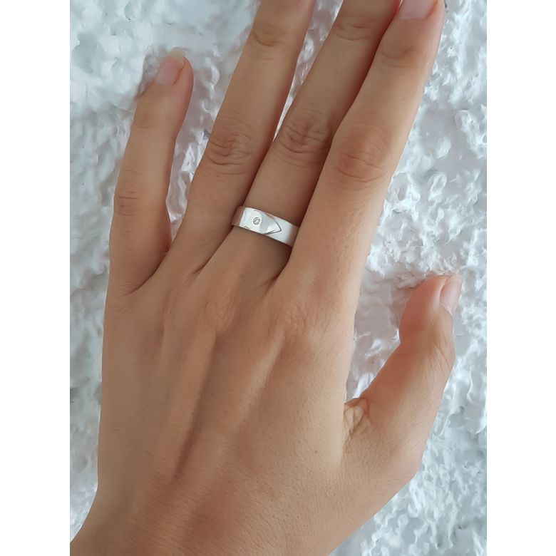 Fede Uomo - Oro bianco 4.06gr - Diamante 0.010ct - 3