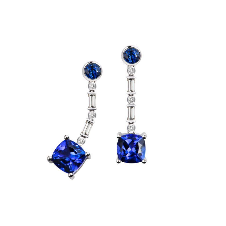 Boucle d oreille Élisabeth Ière - Saphir, diamant & Or blanc - 3