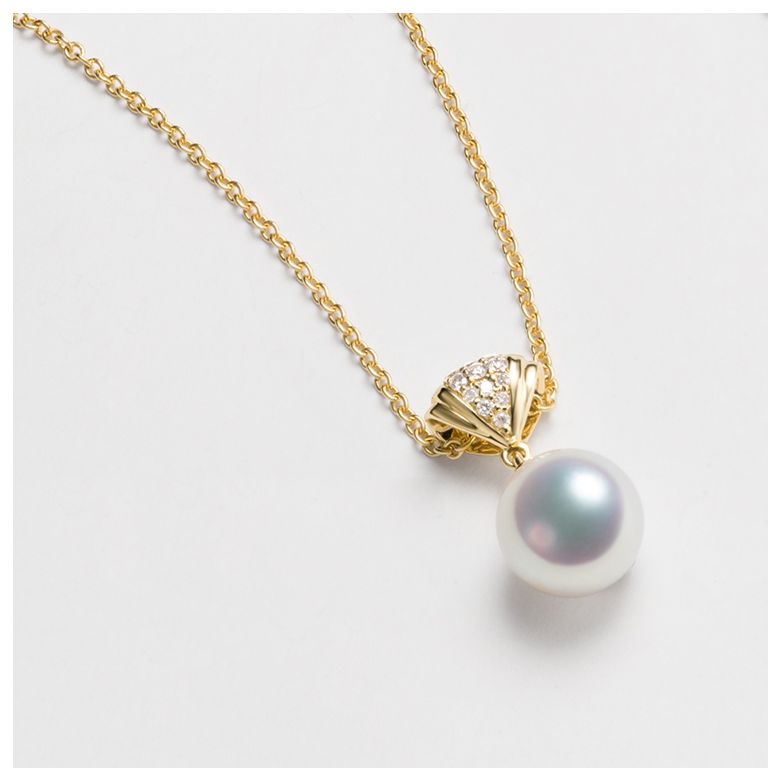 Ciondolo Sarah Bernhardt - Oro Giallo 18kt, Diamanti e Perla Akoya - 4