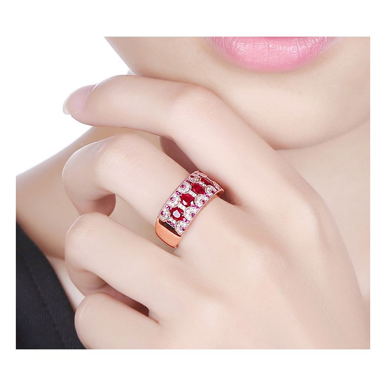 Anello Orientale a Paris - Oro Rosa, Riviera Mezzo Giro di Rubini e Diamanti - 2
