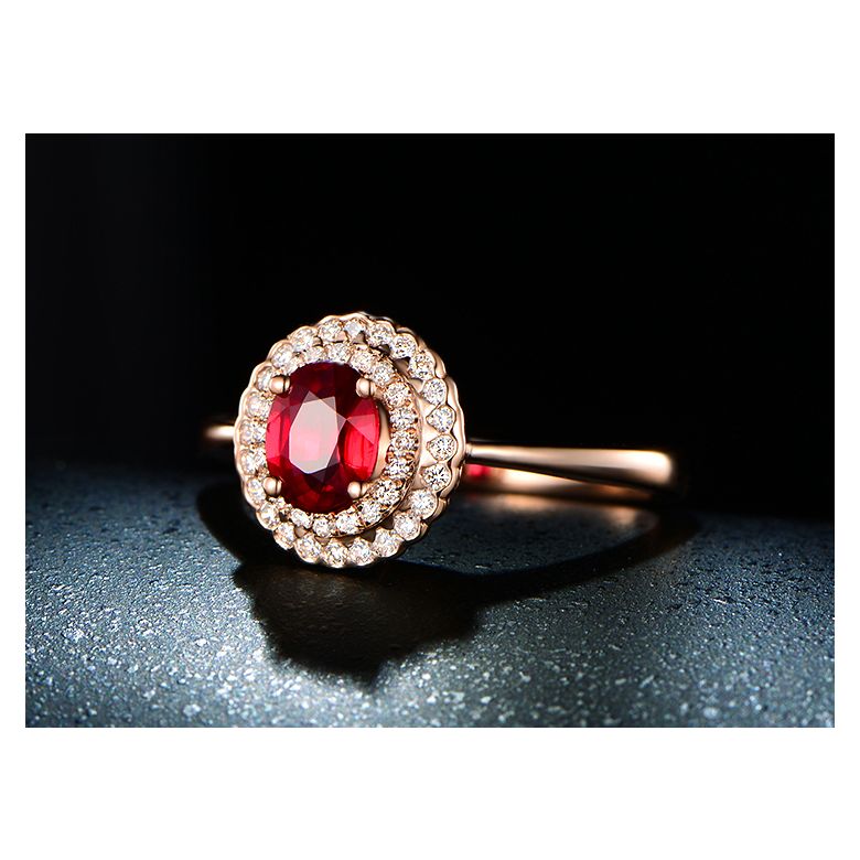 Anello Di Fidanzamento Contrasto - Oro Rosa, Diamanti & Rubino Birmano - 6