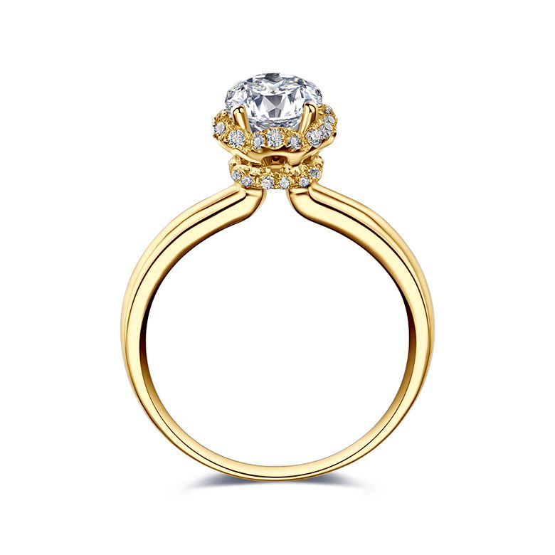 Anello di Fidanzamento Seducente Ranuncolo - Diamante Solitario Composto & Oro Giallo | Gemperles - 3