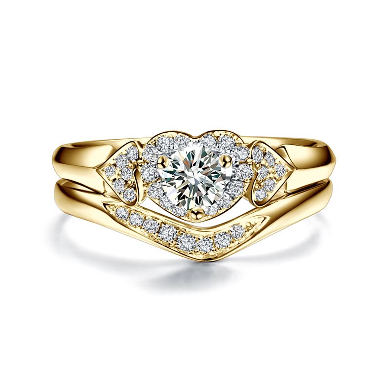 Fede Ondulata Élysée - Oro Giallo & Diamanti Incastonati | Gemperles - 3