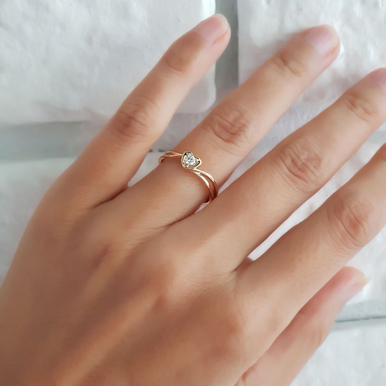 Anello di Fidanzamento Cuore Mio - Oro Giallo & Diamante Solitario | Gemperles - 6