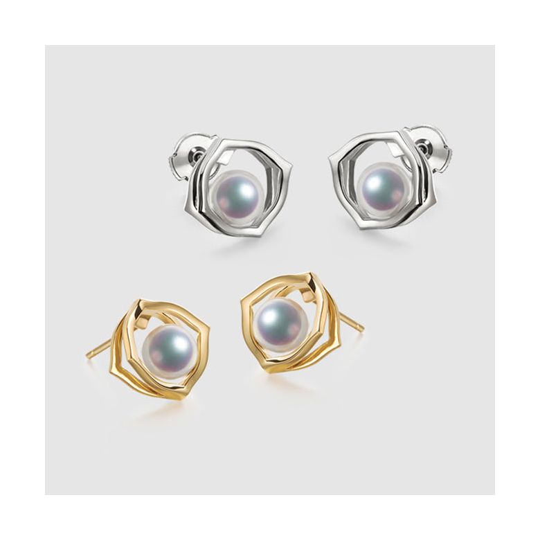 Orecchini A Lobo Coco - Perle Akoya Bianche 6/6.5mm AAA - Farfalla Oro Bianco - 4